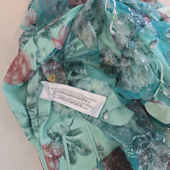 Dress The Population Carina Strapless Sweetheart Sequin Midi Dress Sz Large - Picture 11 of 14